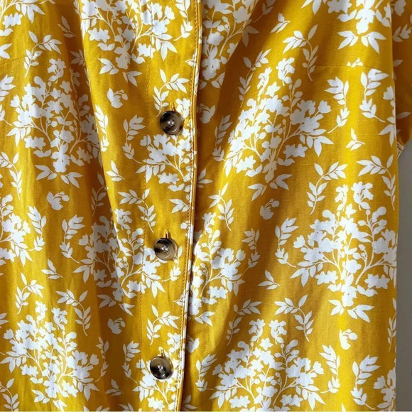 Ann Taylor Mustard Yellow Sleeveless Dress‎ Size 14 Belt Button Front Fall Vibes - Picture 9 of 10